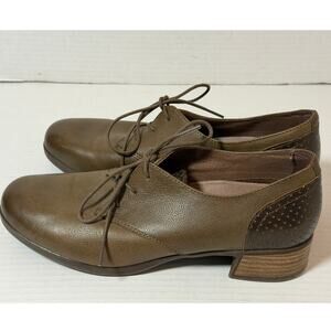 Women's Dansko Louise Brown Bronze Leather Oxford Derby Shoes Size 40